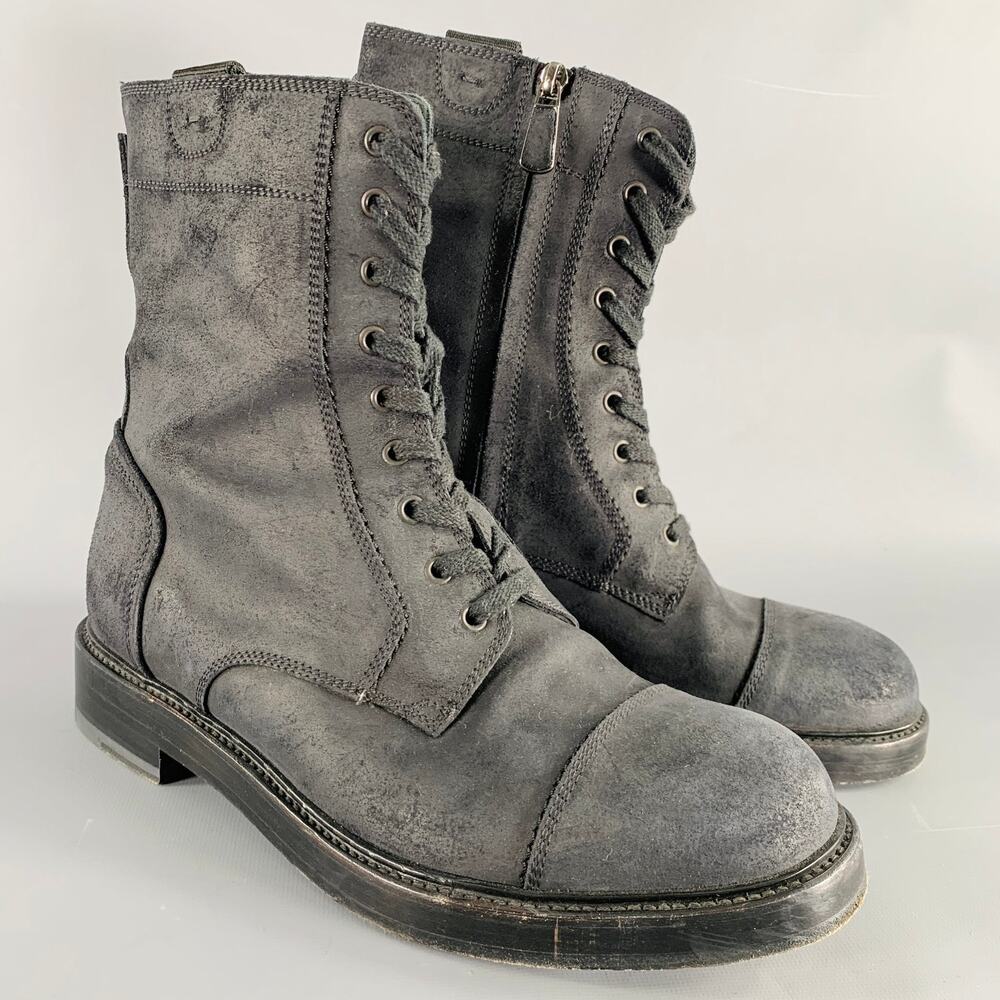 PAUL ANDREW Size 10 Black Nubuck Leather Side Zipper Boots